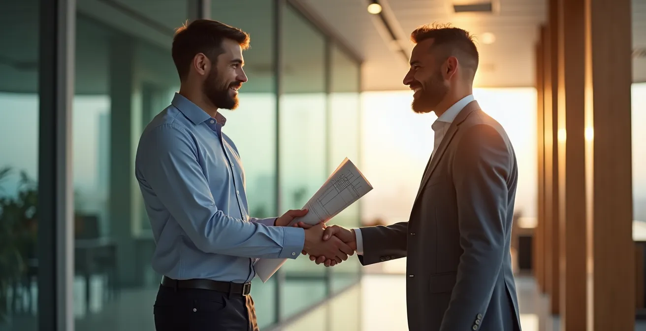 Professional photograph illustrating the balance between competence and warmth in business communication