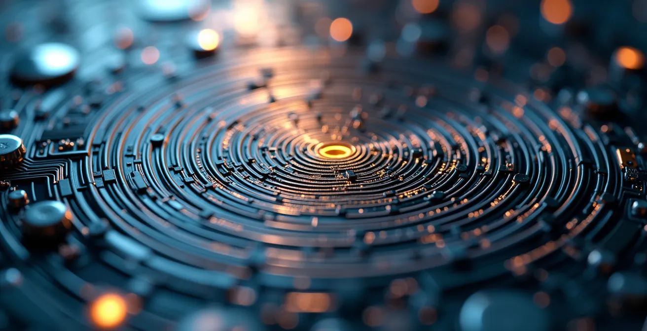 Macro photography of trust and authority symbols in digital context