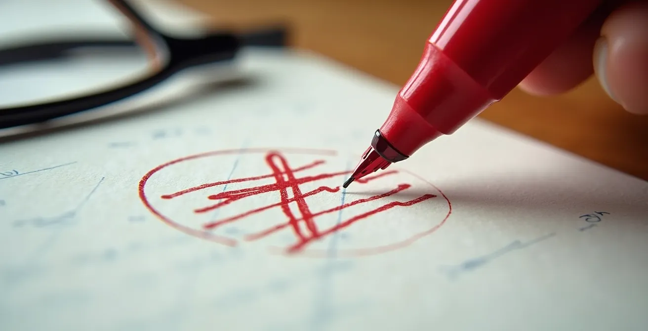 Editor's desk with marked manuscript showing revision process