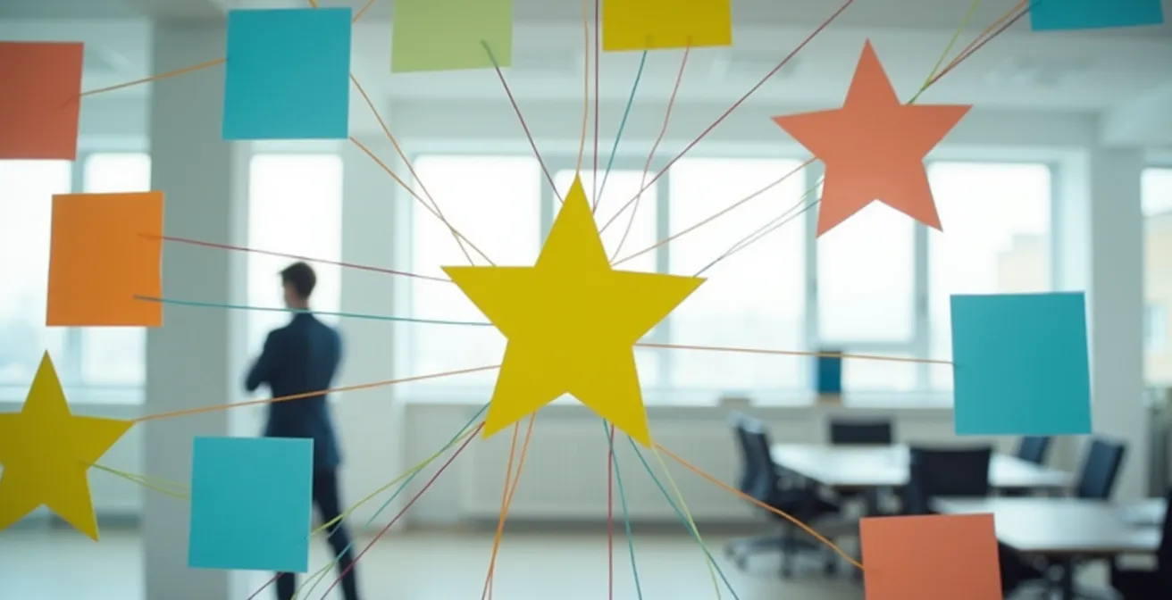 Visual diagram showing the flow of link equity in a topic cluster structure