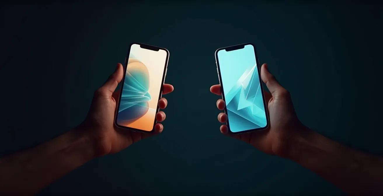 Split-screen comparison of video and carousel formats on mobile devices